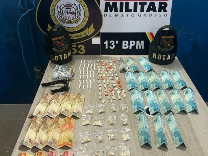Rotam apreende mais de 100 porções de drogas e prende traficante em flagrante em Lucas do Rio Verde