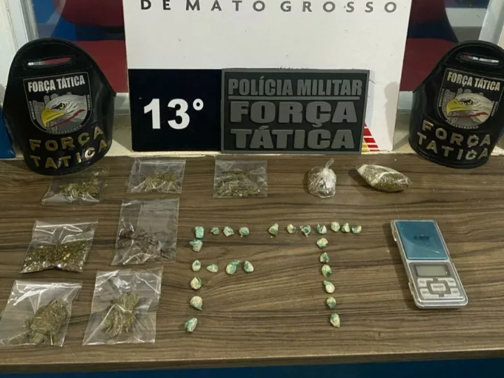 Força Tática prende homem com porções de maconha e pasta base em Lucas do Rio Verde