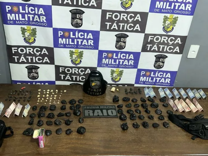 Força Tática e Raio apreendem 132 porções de drogas e prendem dupla por tráfico em Rondonópolis