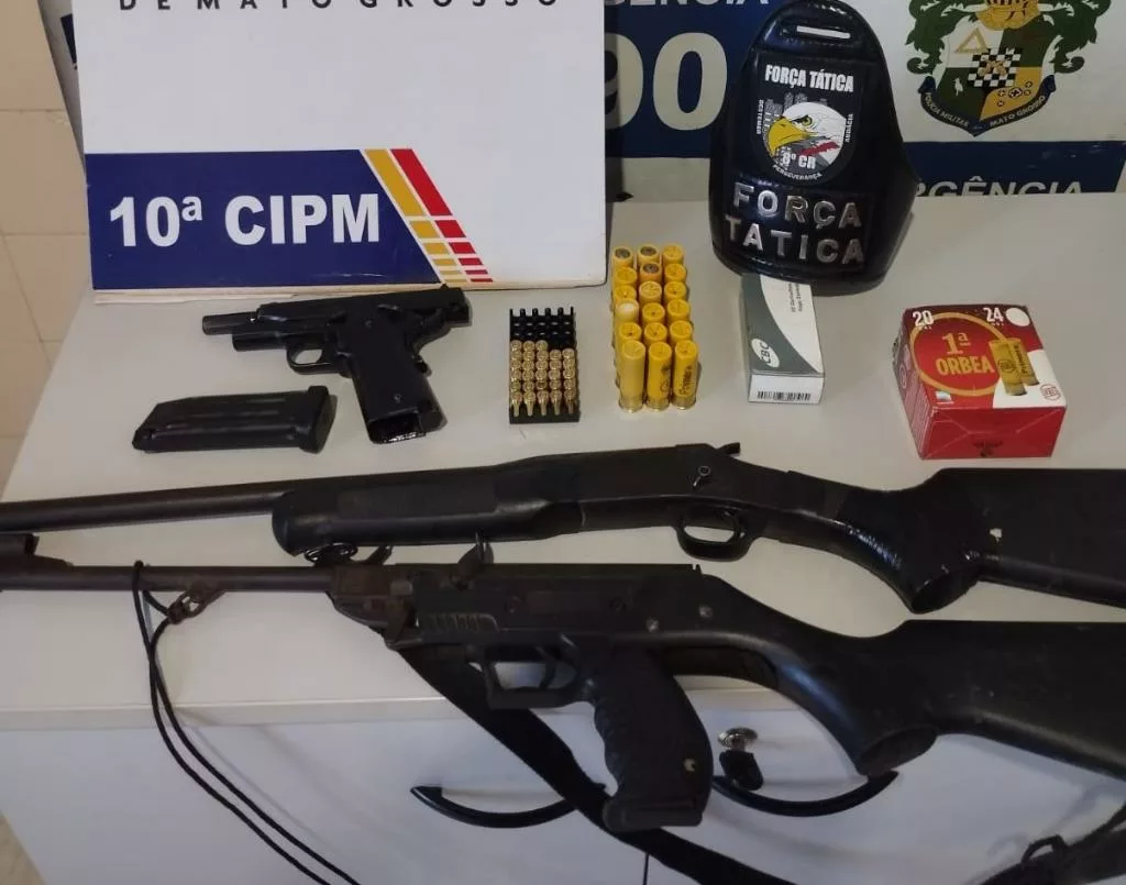 Força Tática apreende armas e munições em propriedade rural em Aripuanã