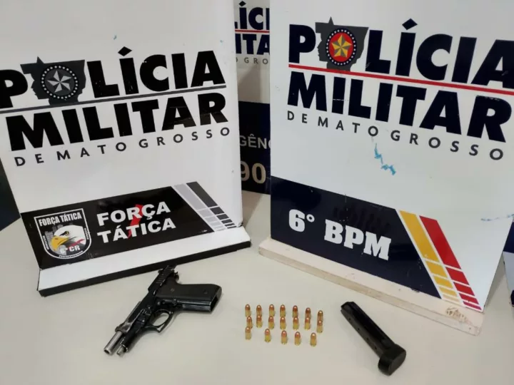 Polícia Militar conduz dois faccionados para delegacia e apreende arma de fogo em Cáceres