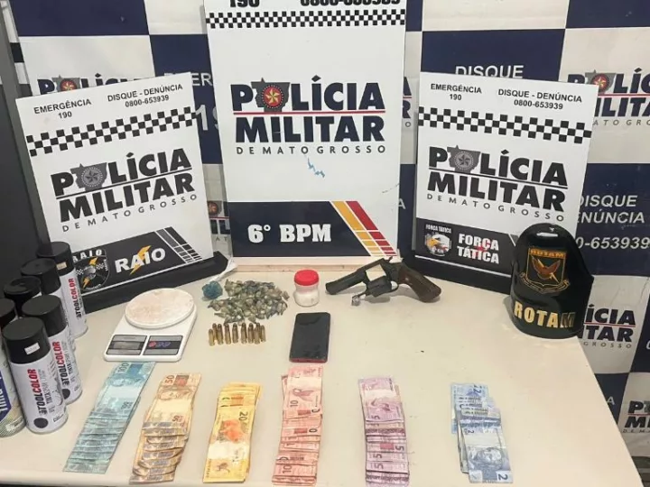 Polícia Militar conduz seis faccionados e apreende drogas e arma de fogo em Cáceres