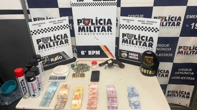 Polícia Militar conduz seis faccionados e apreende drogas e arma de fogo em Cáceres