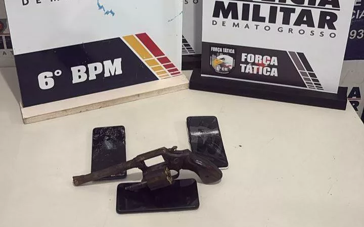 Polícia Militar apreende arma e prende três homens por tentativa de homicídio em Cáceres