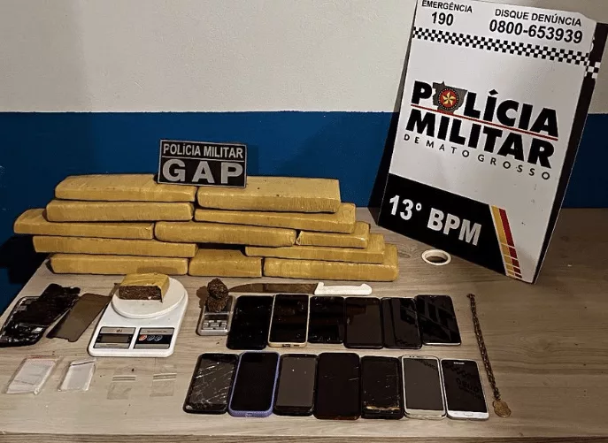 PM apreende mais de 10 tabletes de drogas em Lucas do Rio Verde; 4 presos