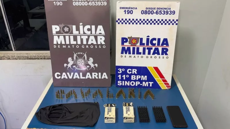 Motociclista com escape barulhento tenta fugir da PM mas acaba preso com munições em Sinop