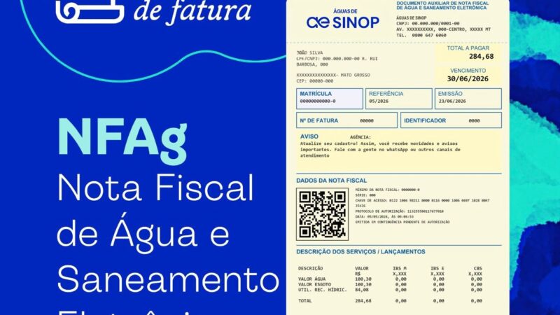 Águas de Sinop adota novo modelo de fatura para atender às novas diretrizes tributárias e reforça importância da atualização cadastral dos clientes