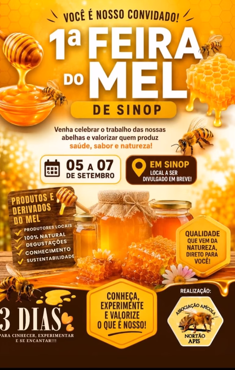 Sinop terá primeira Feira do Mel em setembro com degustação e venda direta