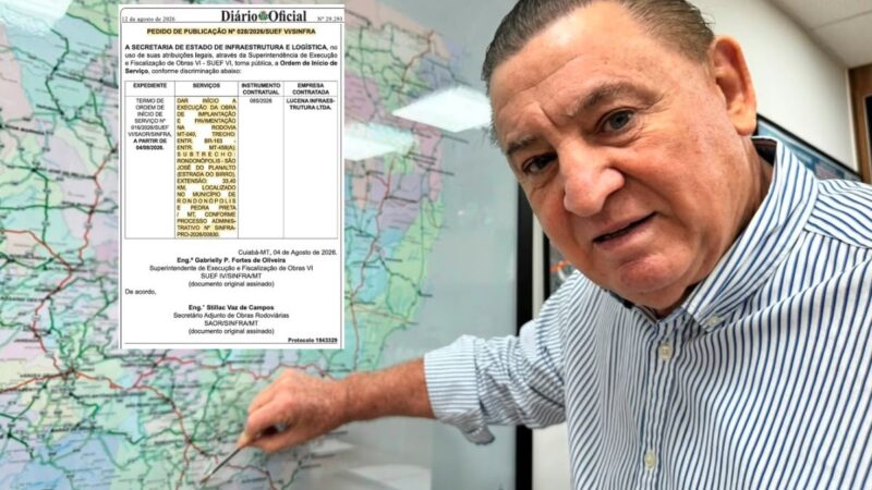 Nininho anuncia ordem de serviço para pavimentação de 33,4 km da MT-040 em Pedra Preta