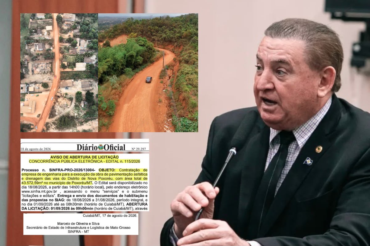 Vitória de Nininho: Governo do Estado publica licitação do asfalto entre Primavera do Leste e Nova Poxoréu
