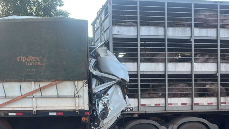 Motorista morre em engavetamento envolvendo quatro carretas na BR-163 em Mato Grosso