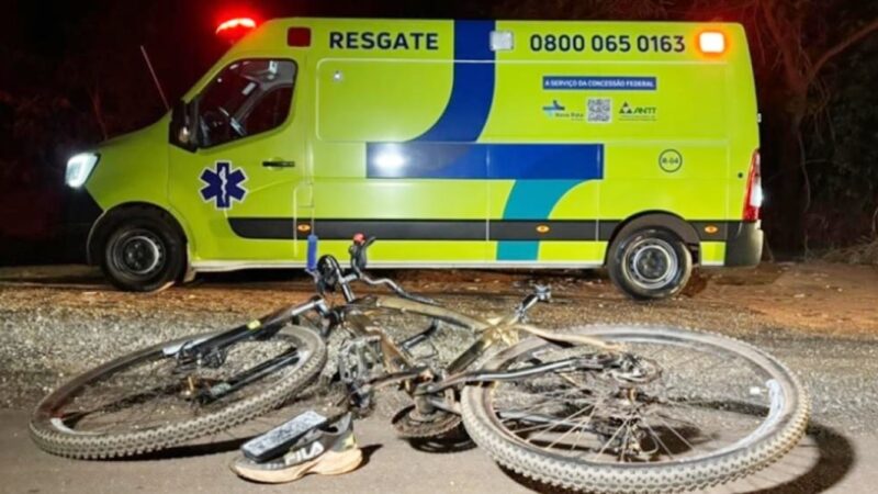 Ciclista morre atropelado por caminhão e carreta ao tentar cruzar a BR-364 em Juscimeira