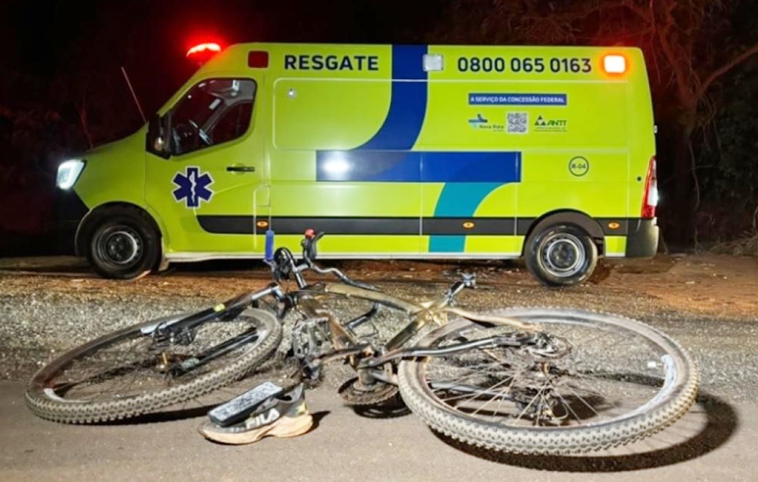 Ciclista morre atropelado por caminhão e carreta ao tentar cruzar a BR-364 em Juscimeira