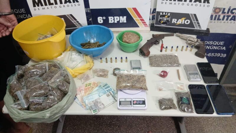 PM prende trio com duas armas, ‘supermaconha’ e pasta base em Cáceres