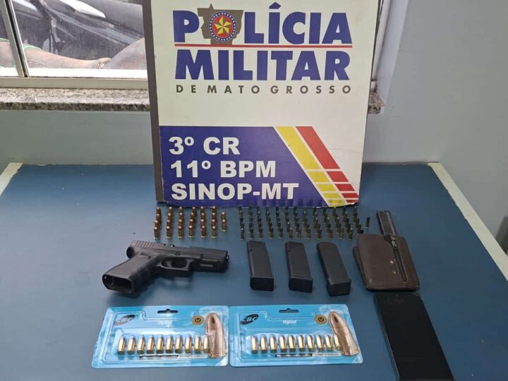 Homem é preso com pistola e mais de 100 munições em conflito por fazenda na zona rural de Sinop