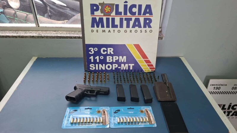 Homem é preso com pistola e mais de 100 munições em conflito por fazenda na zona rural de Sinop