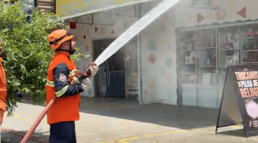 Bombeiros usam jato de água para afastar enxame de marimbondos em Sorriso