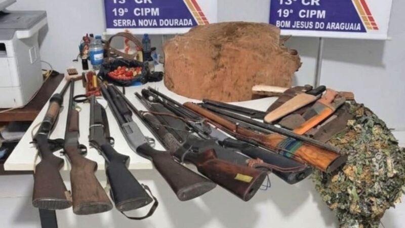 PM apreende oito armas após denúncia de agressão e ameaça de morte em Serra Nova Dourada